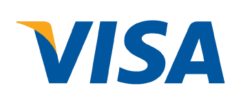 A blue visa logo on a black background.