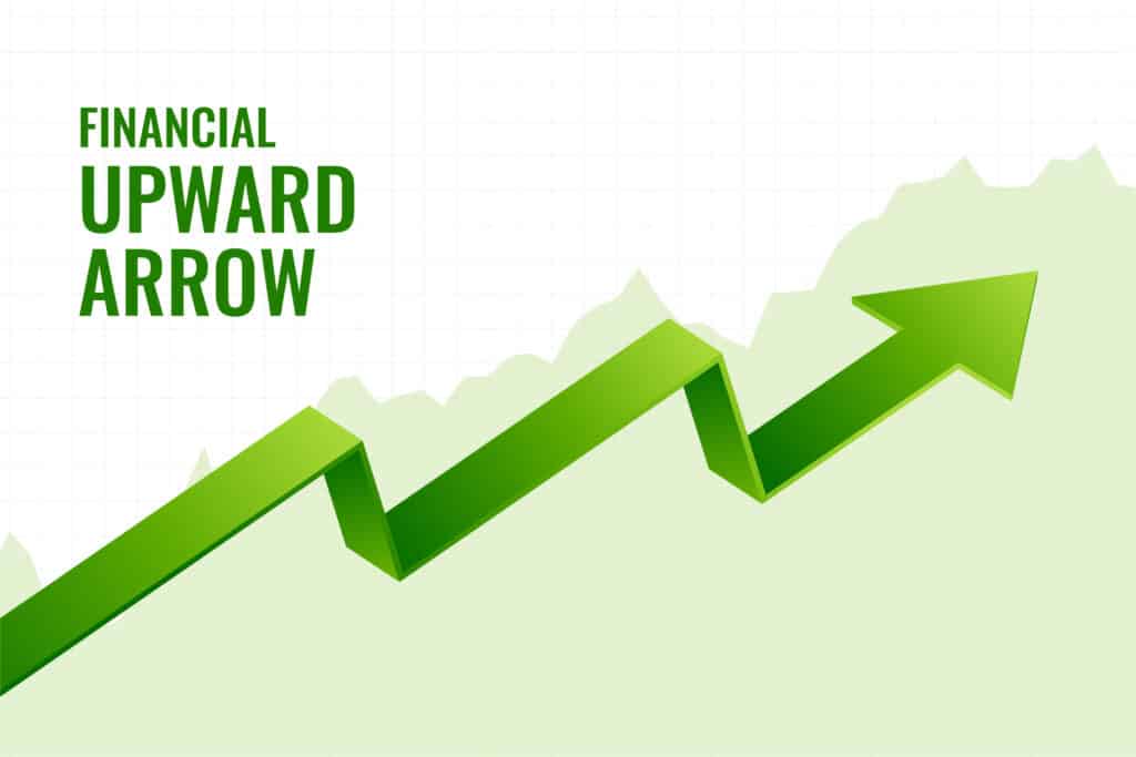 A green arrow with the words " financial forward grow ".