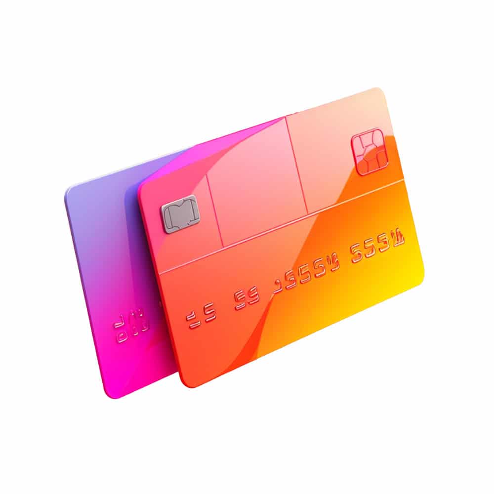 A close up of two credit cards