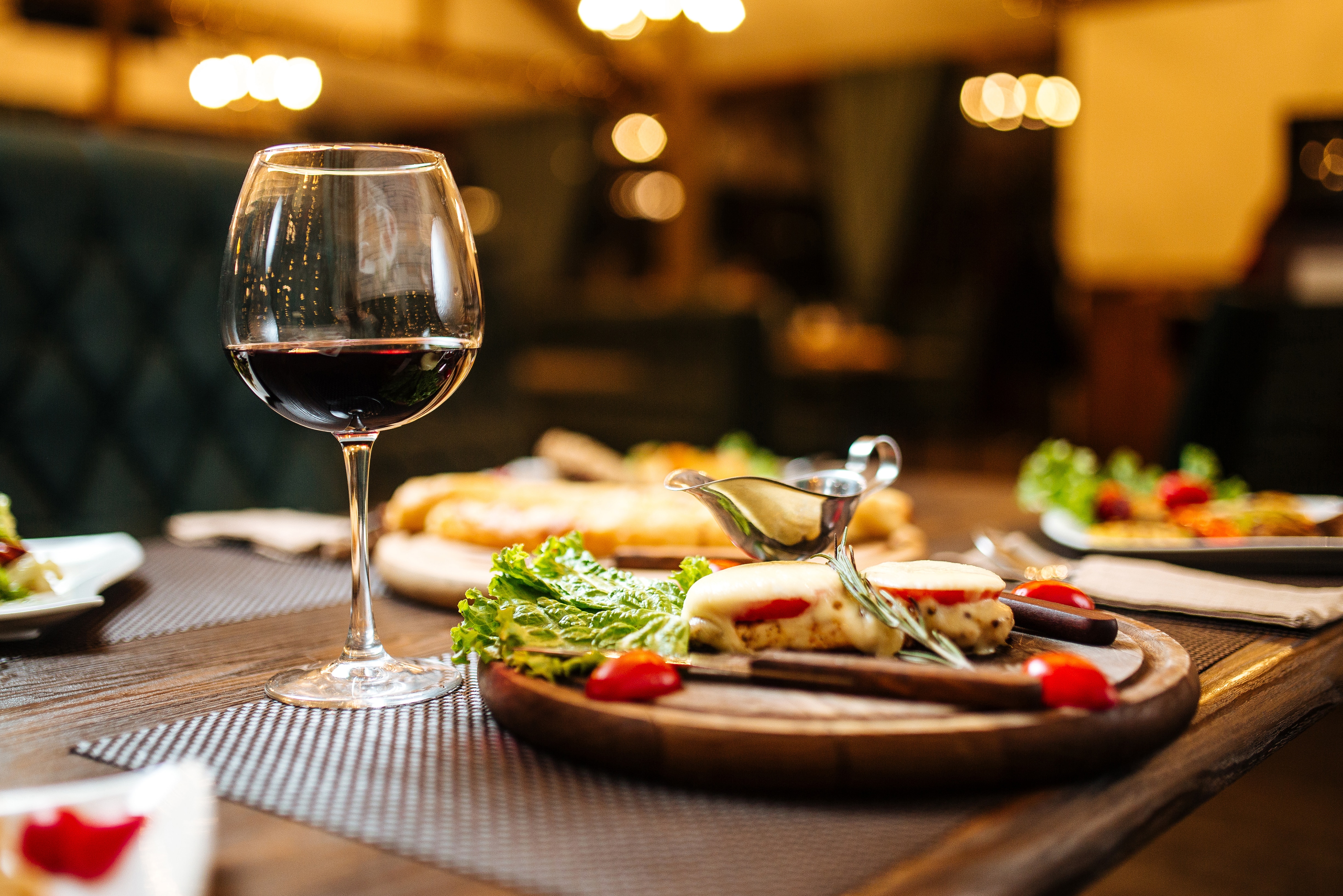 A table with food and wine on it