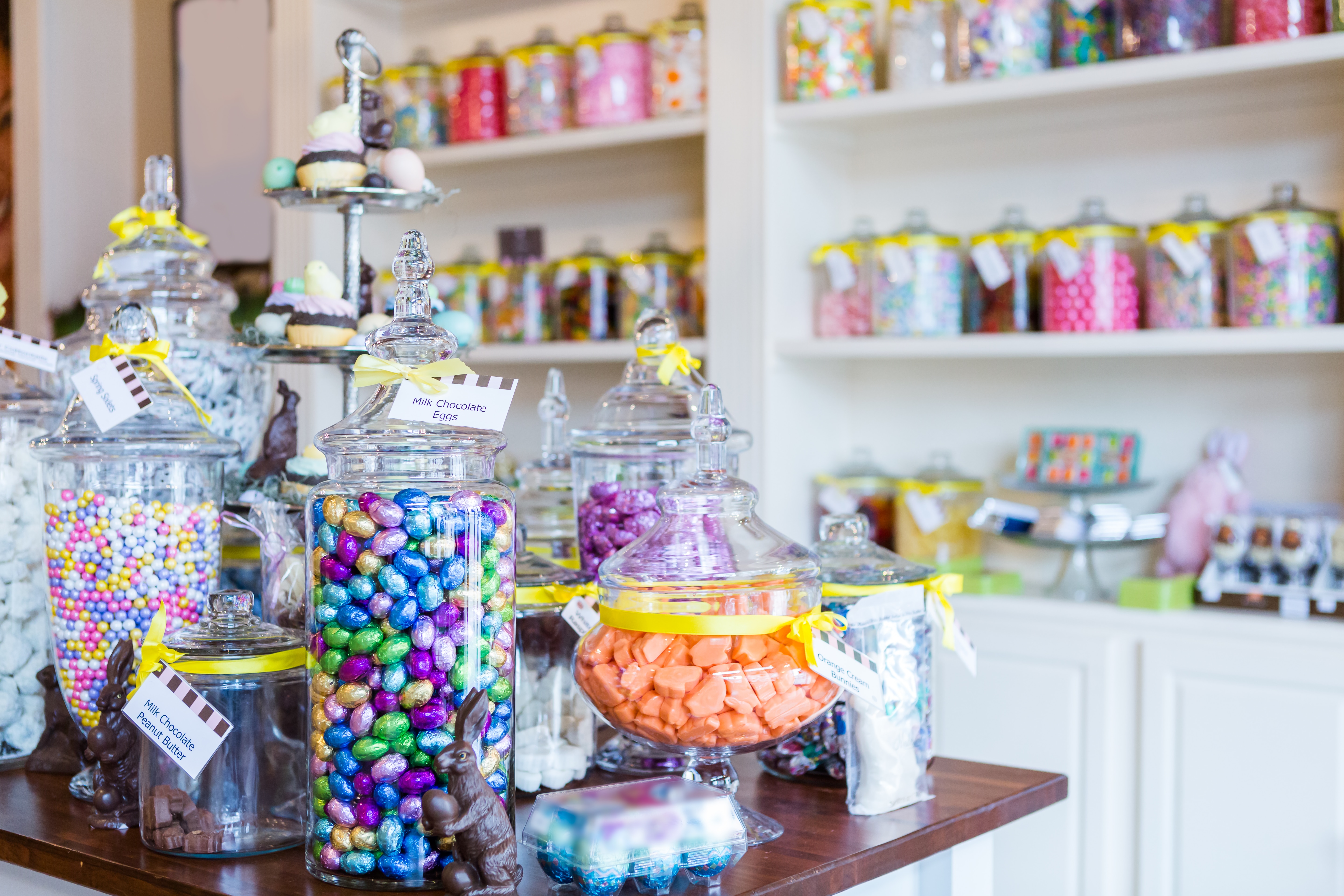 A table filled with lots of different types of candy.