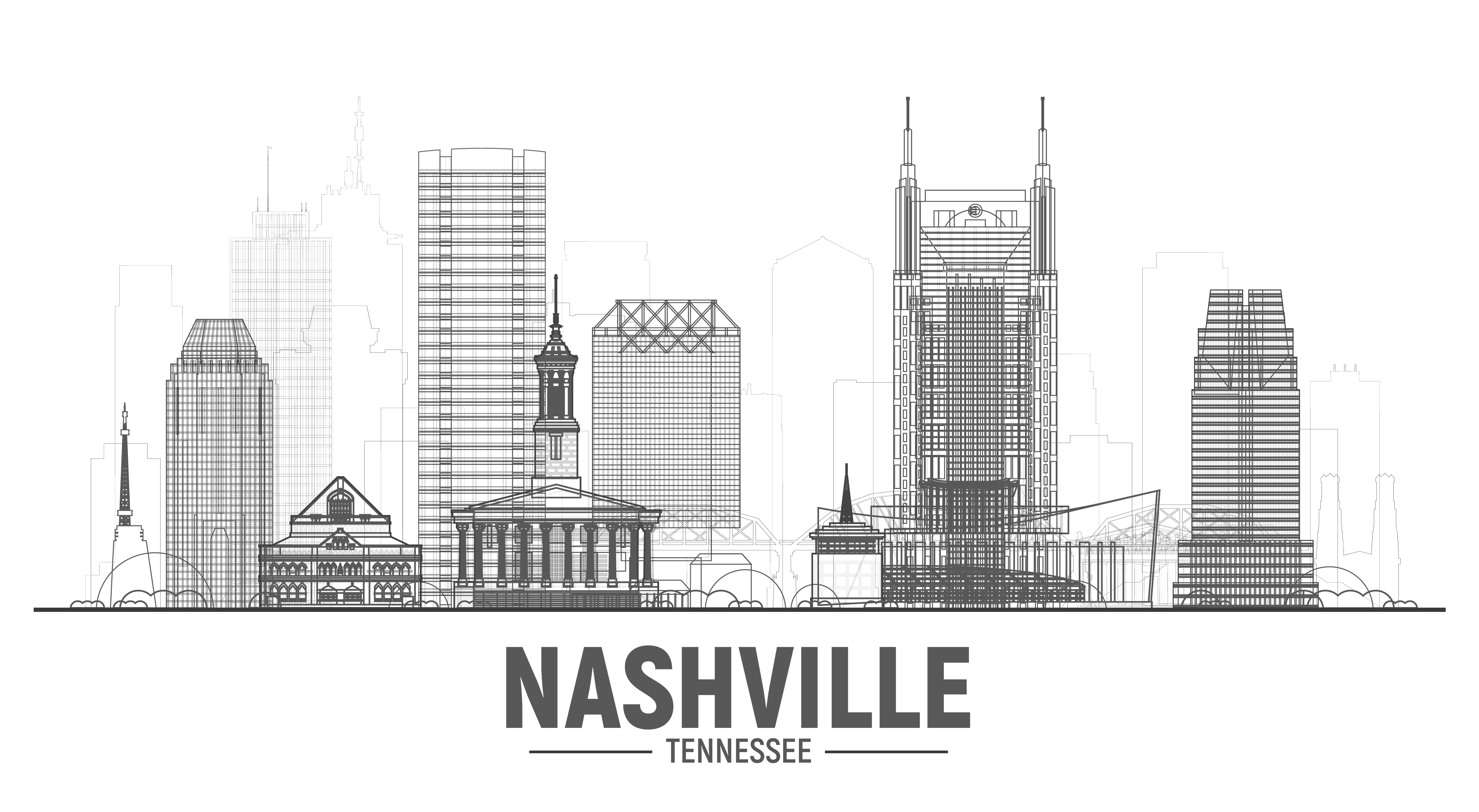 A drawing of nashville, tennessee with the words " nashville tennesse ".