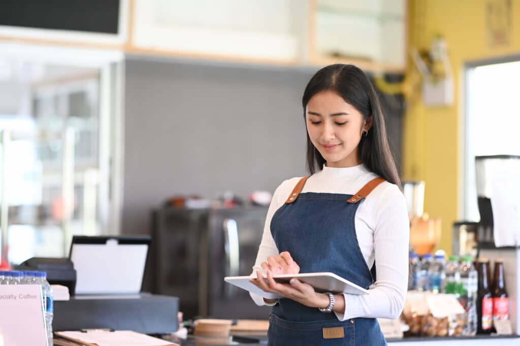 woman taking an order